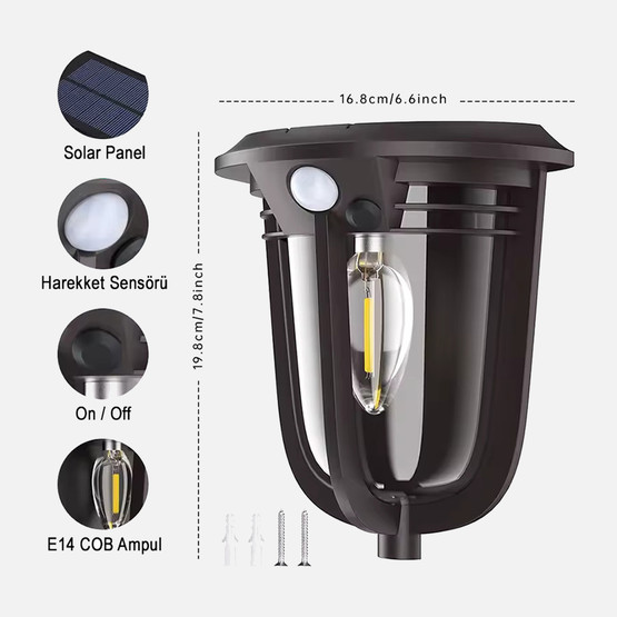 Greentech Güneş Enerjili Hareket Sensörlü Led Aplik