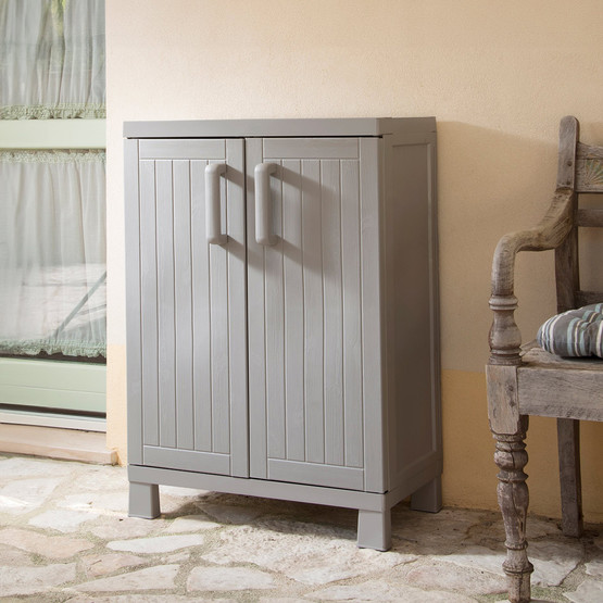 Toomax Wood Midi 2 Raflı Plastik Dolap Taş Gri