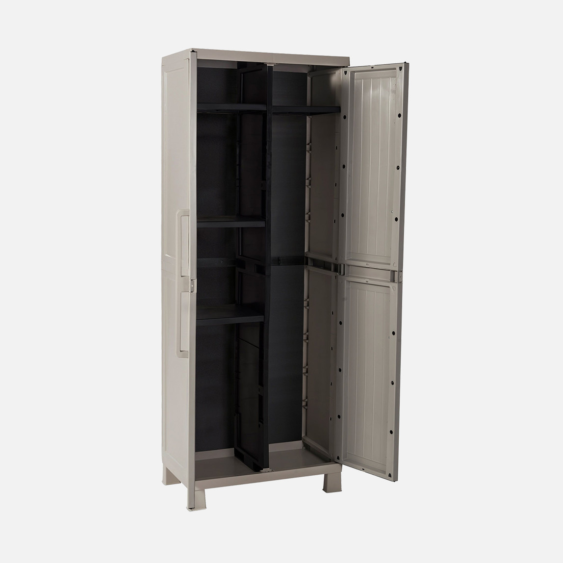    Toomax Wood Midi 4 Raflı ve Uzun Bölmeli Plastik Dolap Taş Gri 