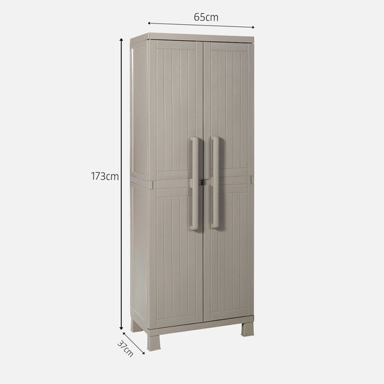 Toomax Wood Midi 4 Raflı ve Uzun Bölmeli Plastik Dolap Taş Gri