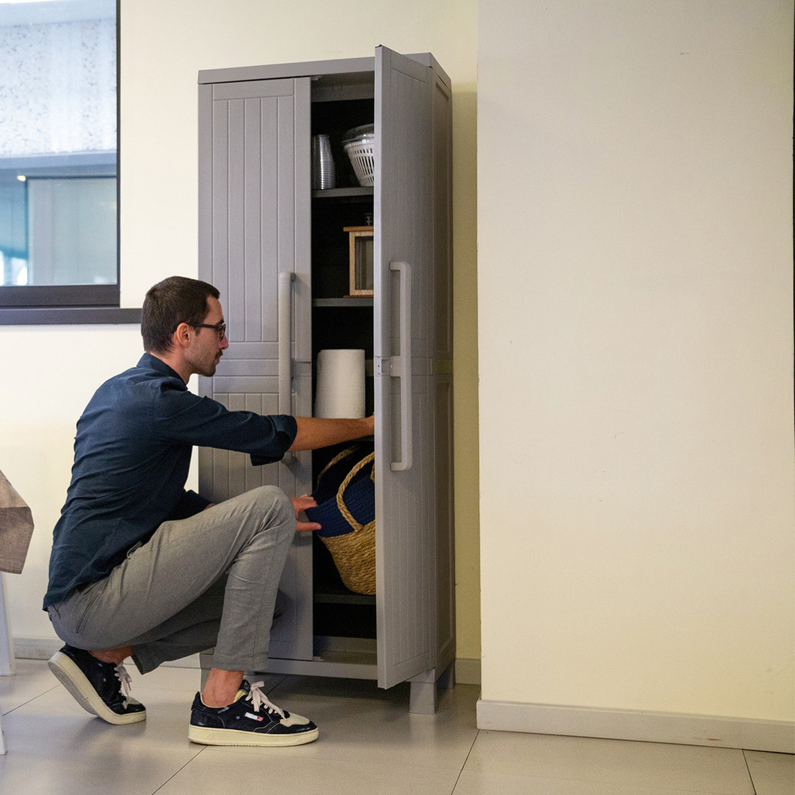    Toomax Wood Midi 4 Raflı Plastik Dolap Taş Gri 