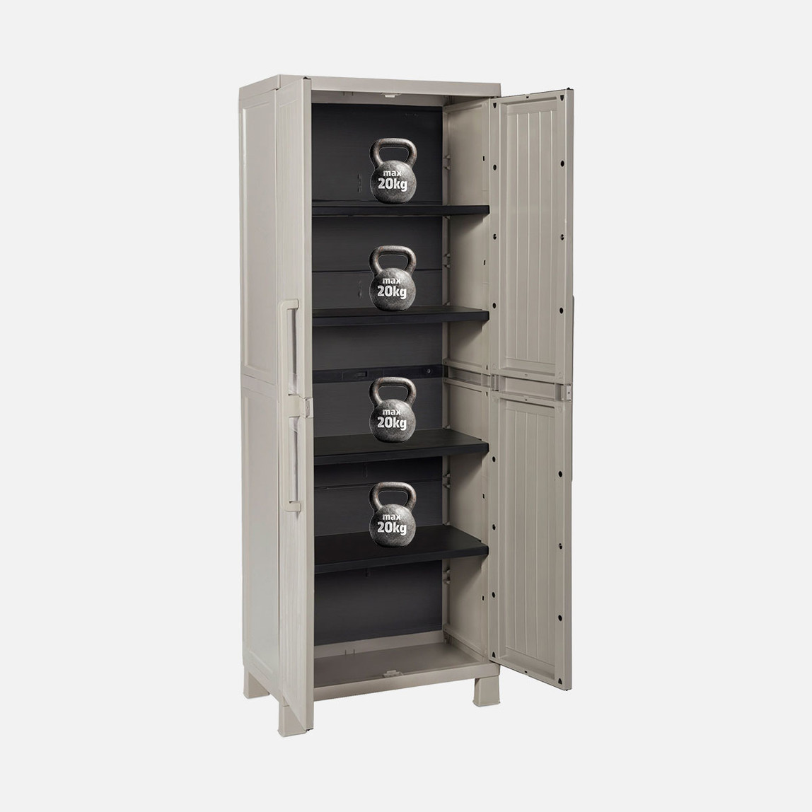    Toomax Wood Midi 4 Raflı Plastik Dolap Taş Gri 