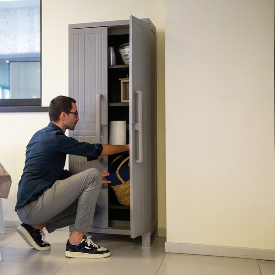 Toomax Wood Midi 4 Raflı Plastik Dolap Taş Gri