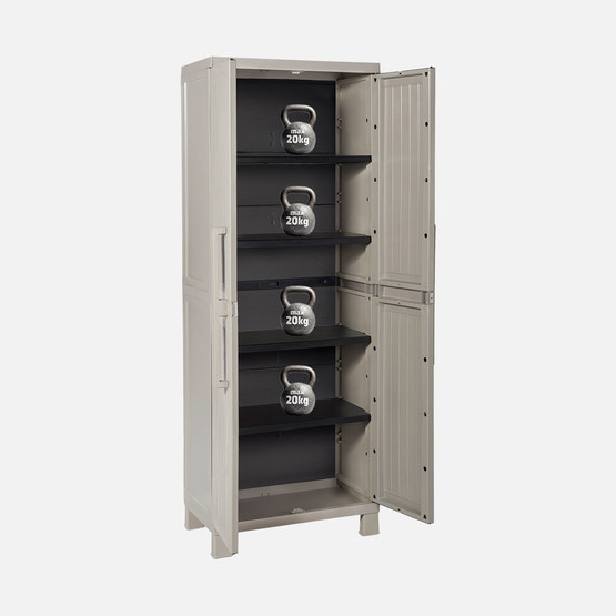 Toomax Wood Midi 4 Raflı Plastik Dolap Taş Gri