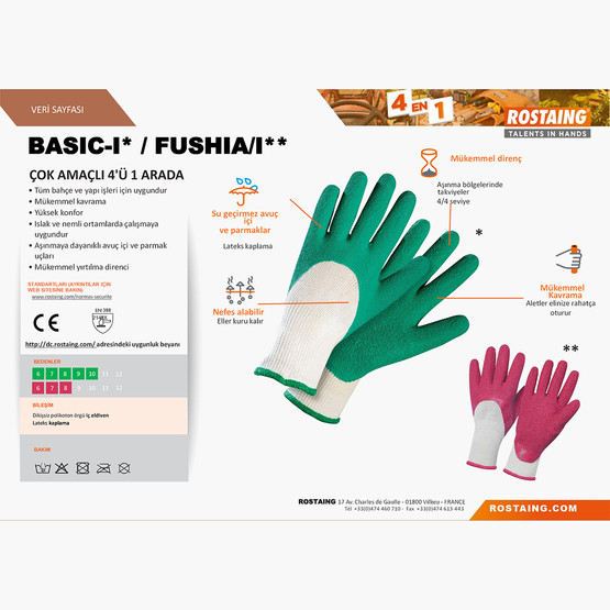 Rostaing FUSHIA-IT08 Çok Amaçlı Eldiven No:8 - M