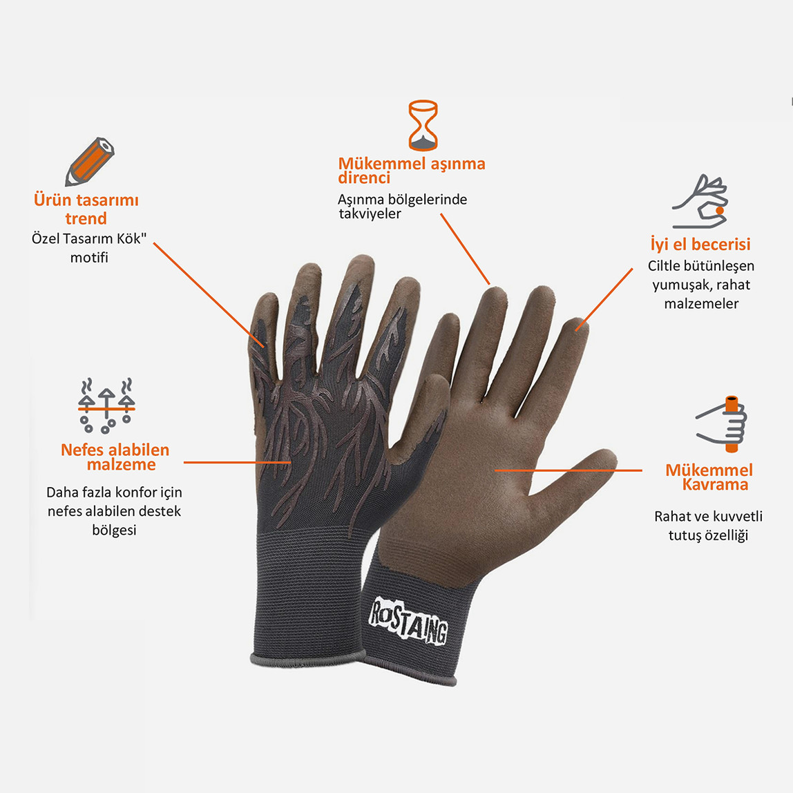    Rostaing Roots Bahçe Eldiveni Beden 9 (L) 