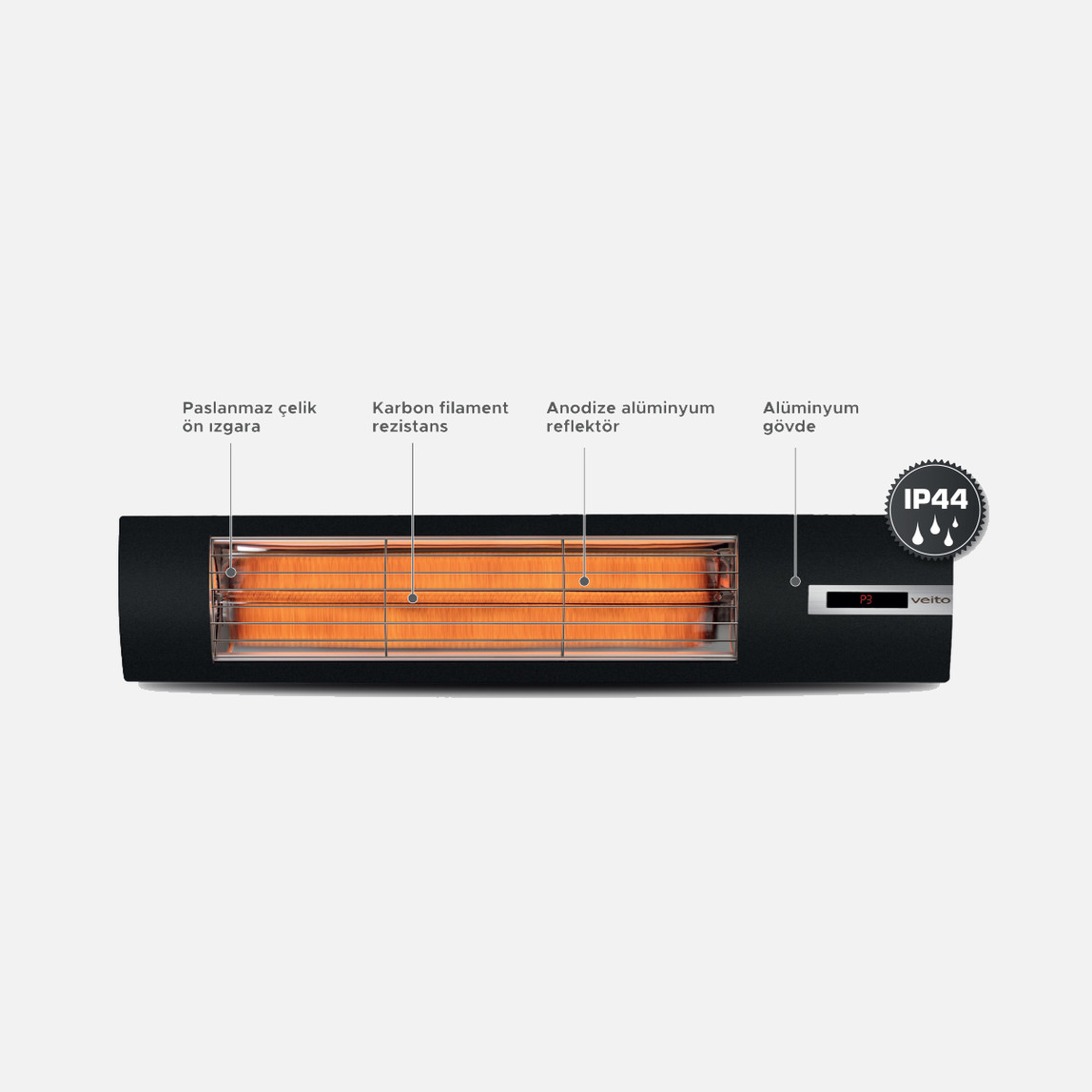    Veito Space S Karbon Infrared Isıtıcı 2500W 