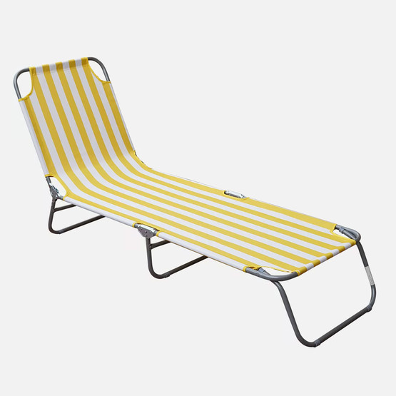 Katlanır Şezlong Beyaz Sarı