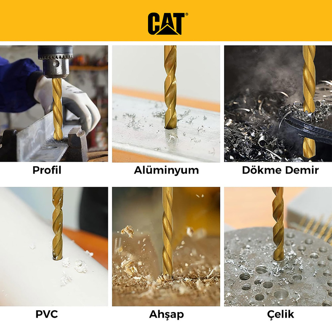    Cat DA02901 16 Parça Profesyonel Titanyum Kaplama HSS Metal Delici Matkap Ucu 