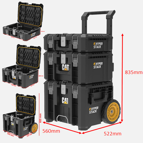Cat DA41005 Hyper Stack Ağır Hizmet Tipi 3’Lü Tekerlekli Kilitli Takım Çantası Seti