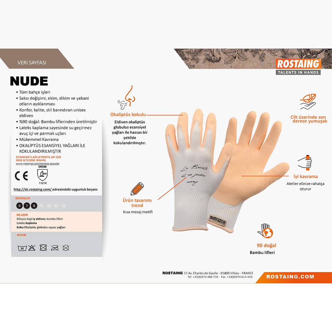    Rostaing NUDE-IT07 Bahçe, Saksı Dikim ve Yabani Ot Eldiveni No:7 - S
 