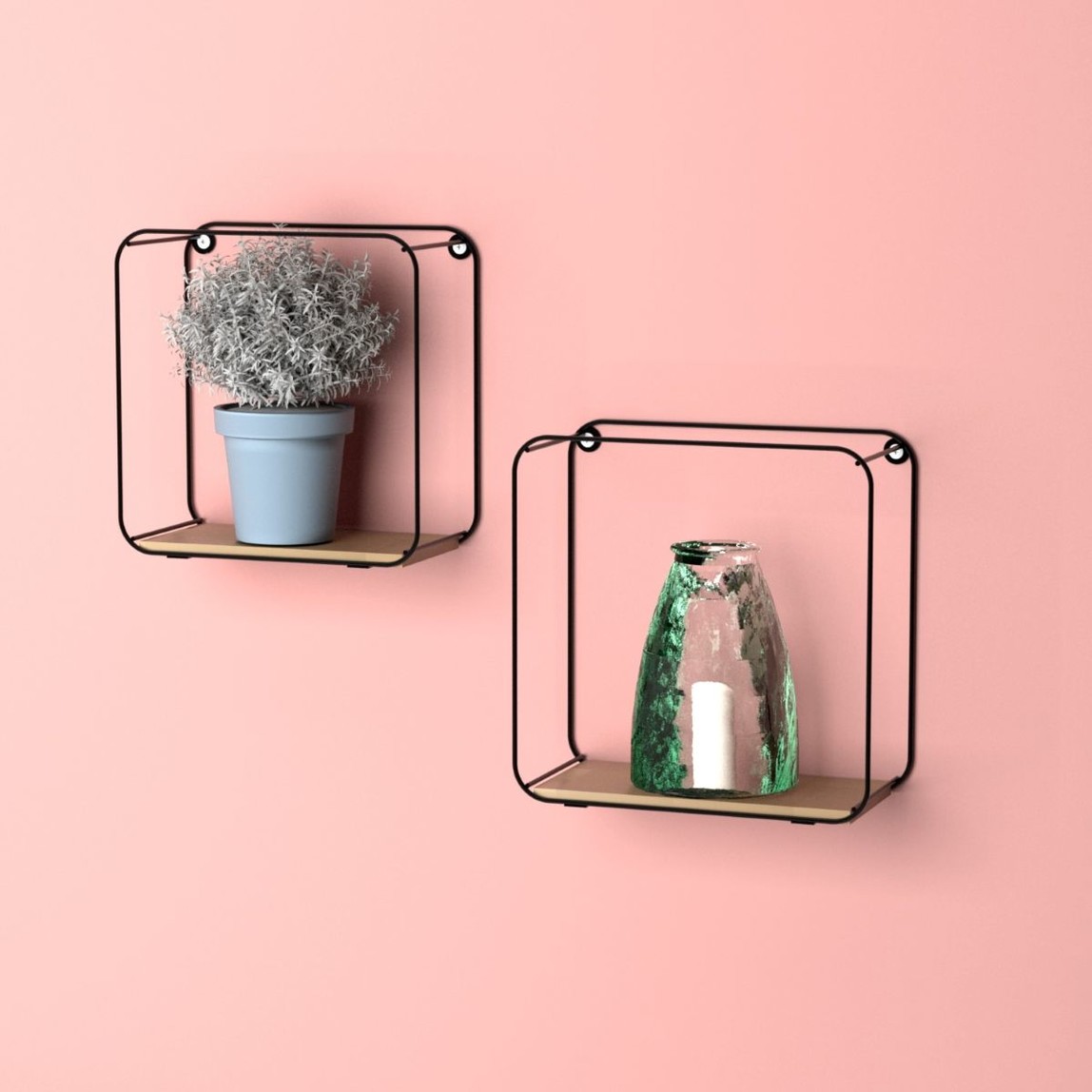    tekno-tel MG513 Kare 2'li Duvar Rafı Siyah 