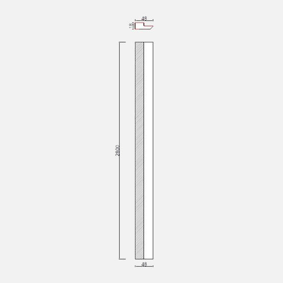 MDF Duvar Paneli Sol Başlangıç Profili  18x48x2800mm ST Siyah 
