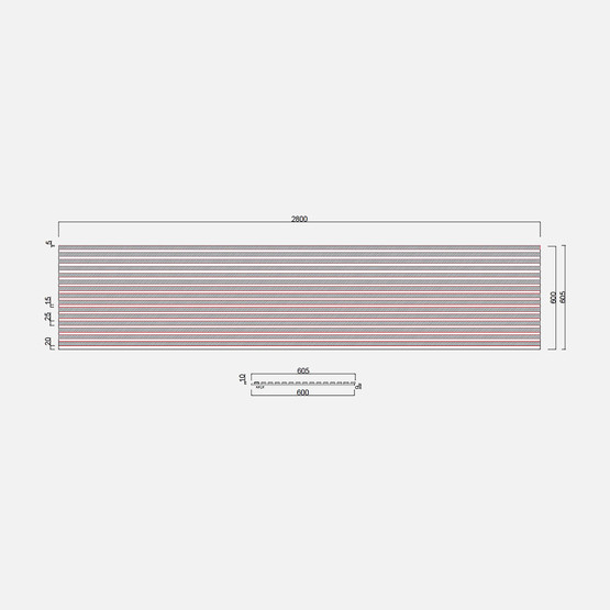 MDF Akustik Duvar Paneli 20x600x2800mm Koyu Ceviz 
