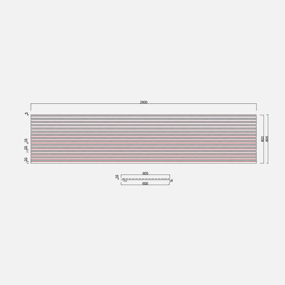 MDF Akustik Duvar Paneli 20x600x2800mm Teak