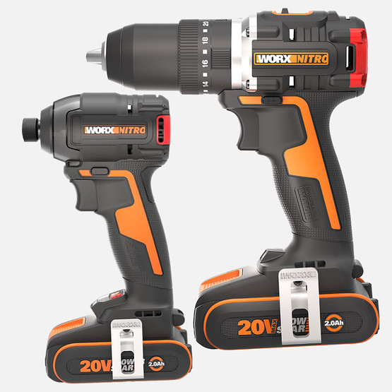 Worx WX925 20Volt/2.0Ah Çift Akülü Kömürsüz Profesyonel Şarjlı Darbeli Matkap + WX265 Kömürsüz Darbeli Tornavida  Seti