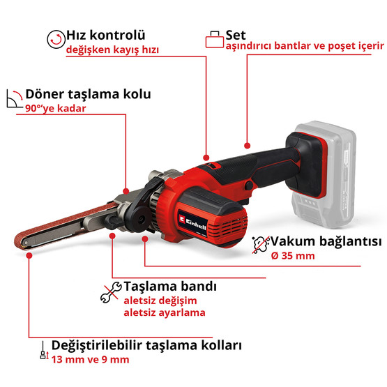 Einhell TP-BF 18Li Solo Akülü Bant Eğe (Akü ve Şarj Cihazı Dahil Değildir.)