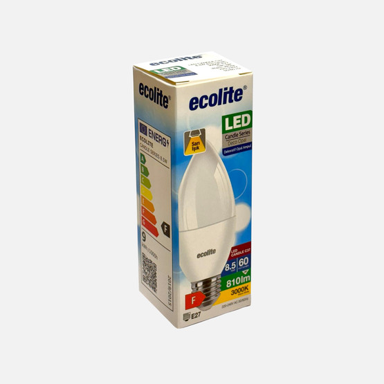 Ecolite C37 LED Ampul 8.5W, Sarı Işık (3000K) 