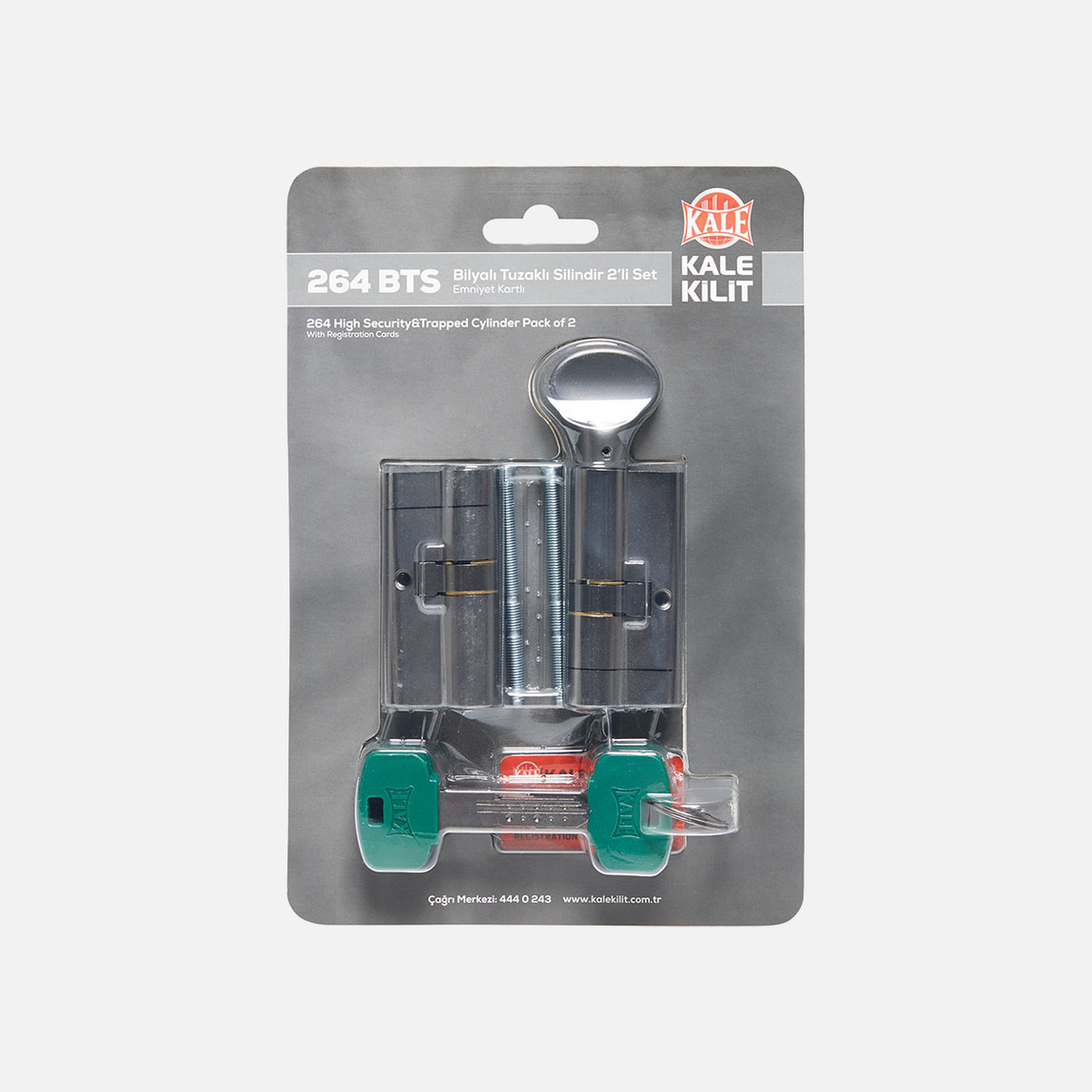    Kale Kilit Antrasit Bilyalı Tuzaklı Silindir 2'li Set 