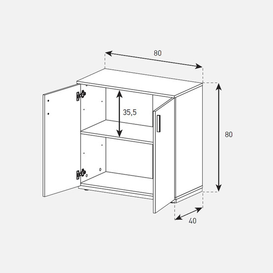 Sonorous 2 Kapaklı Çok Amaçlı Dolap Beyaz