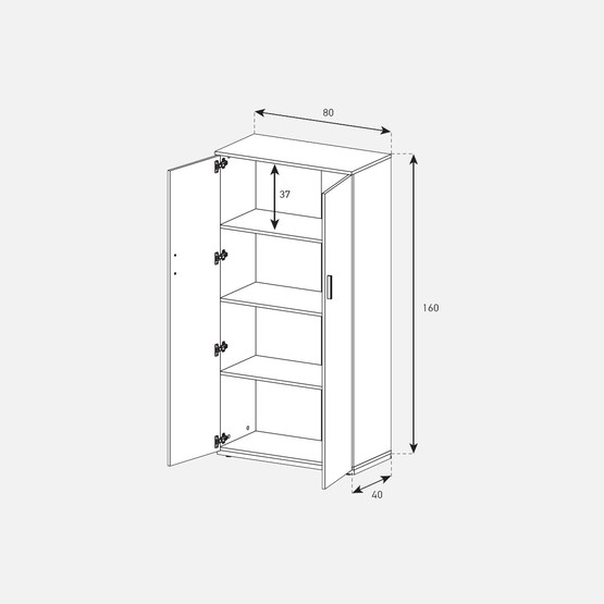 Sonorous 2 Kapaklı Çok Amaçlı Dolap Beyaz