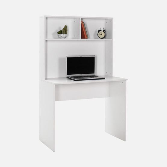 Adore White Raflı Çalışma Masası Mat Beyaz