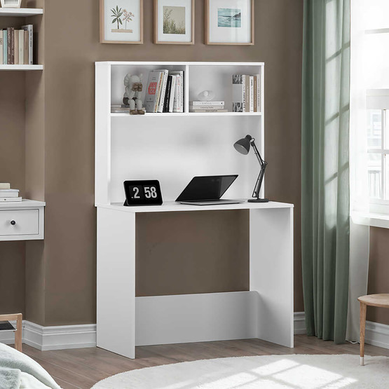 Adore White Raflı Çalışma Masası Mat Beyaz