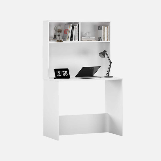 Adore White Raflı Çalışma Masası Mat Beyaz