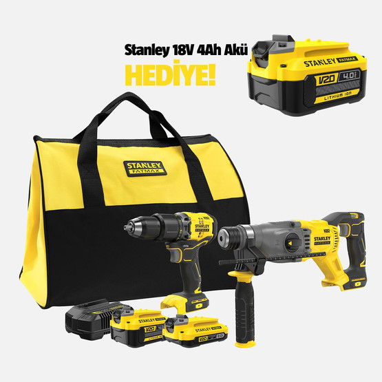 Stanley SFMCK216MDS-QW 18V Akülü Darbeli Matkap ve Kırıcı Delici 2'li Set