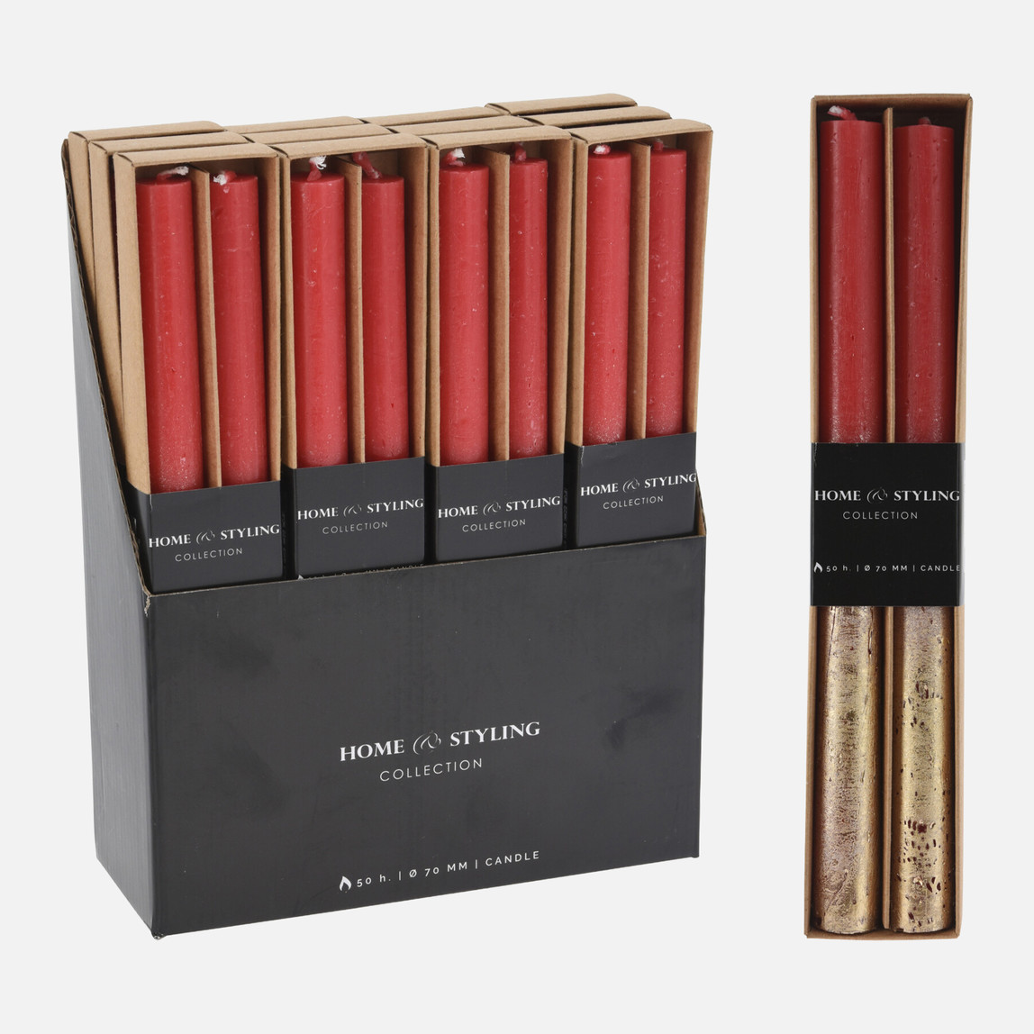    Şamdan Mumu 2'li Kırmızı 25 cm 