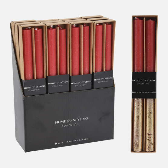 Şamdan Mumu 2'li Kırmızı 25 cm