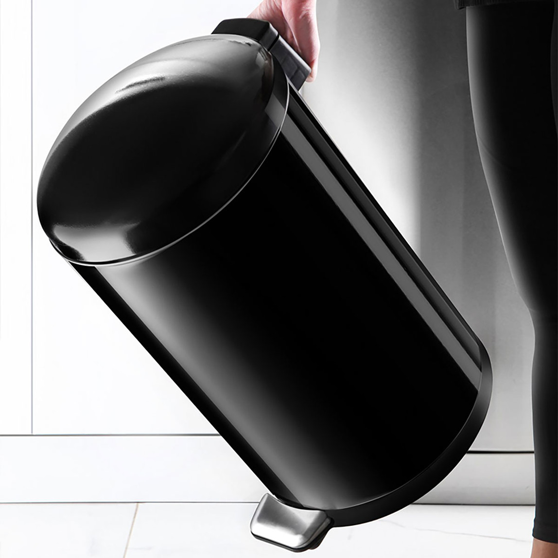    Bombe Kapaklı Çöp Kovası 30L Siyah 