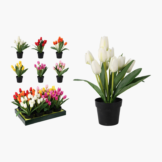 Saksıda Yapay Lale 28cm
