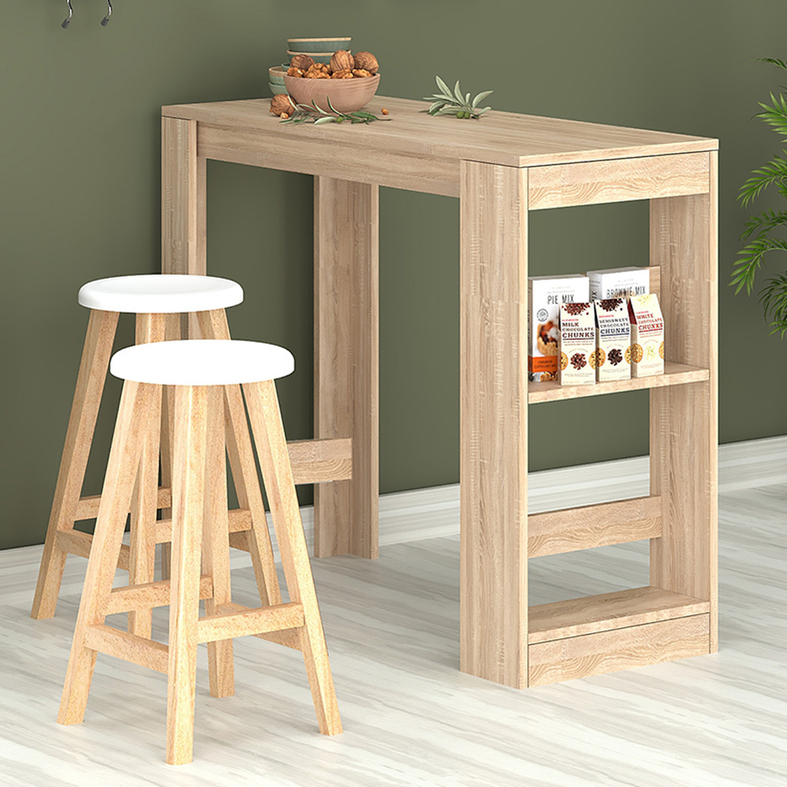    Fly Bery Bar Masası Meşe 