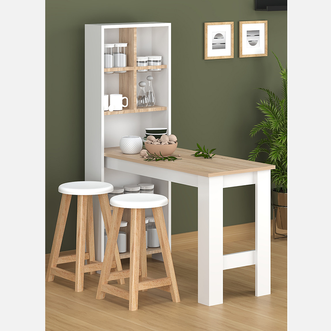    Fly Hira Çok Amaçlı Raflı Bar Masası 