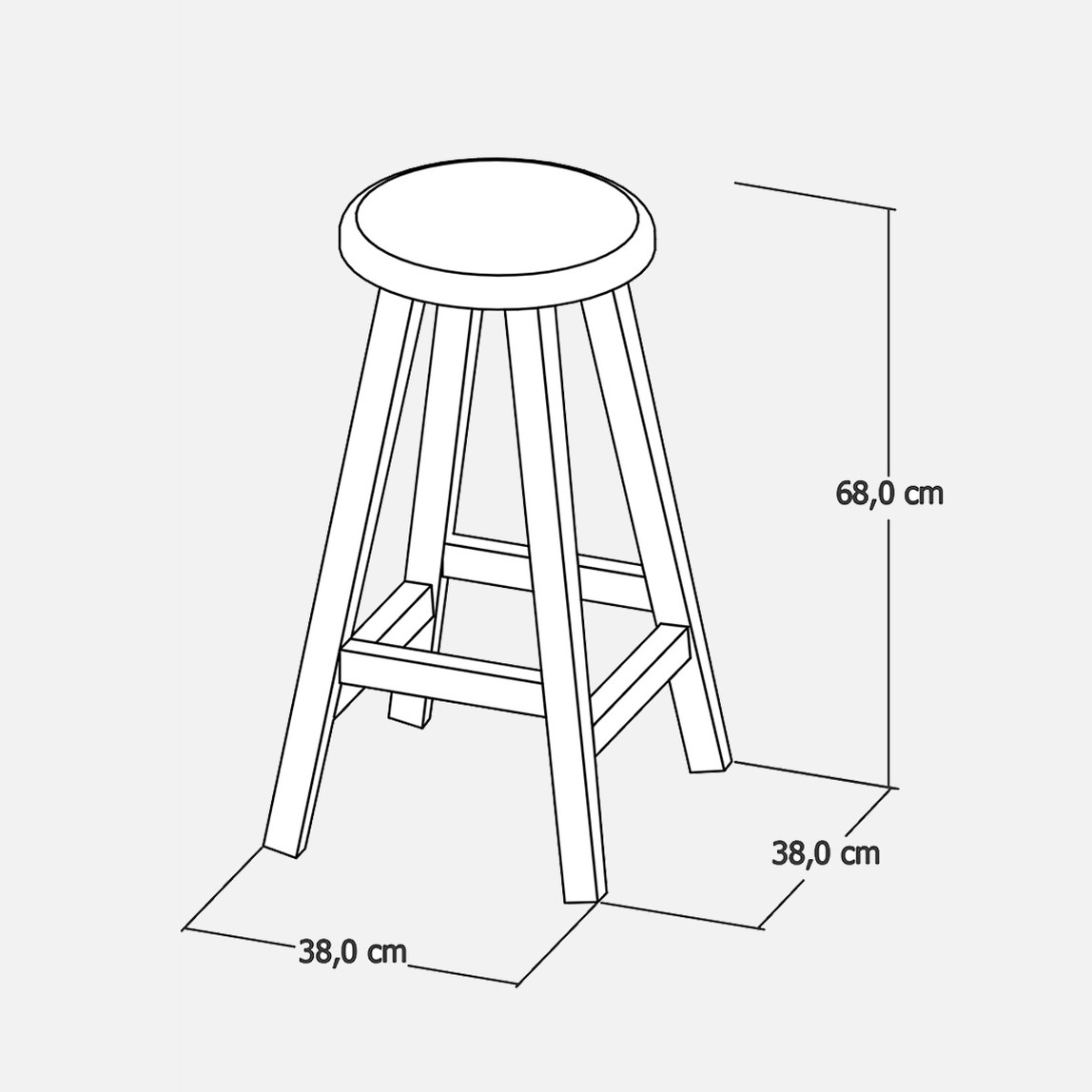    Fly Ahşap Bar Taburesi 