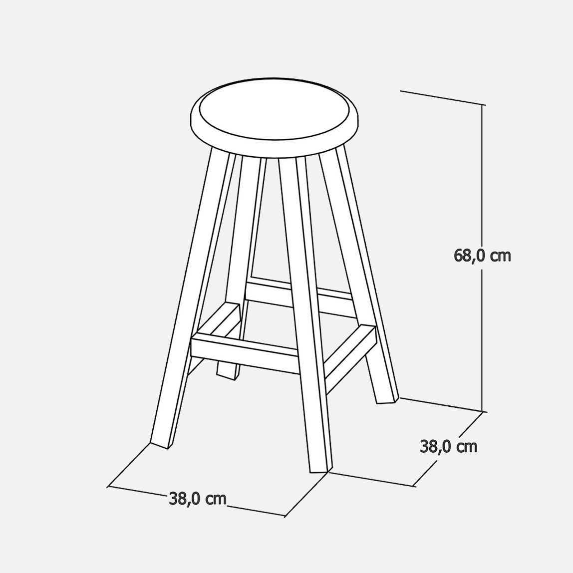    Fly Ahşap Bar Taburesi Beyaz 