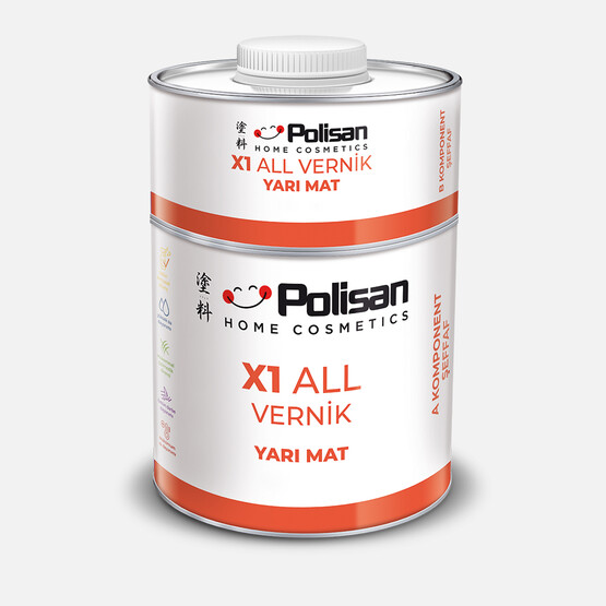 Polisan X1 ALL Vernik  Yarı Mat Şeffaf 0,60L

