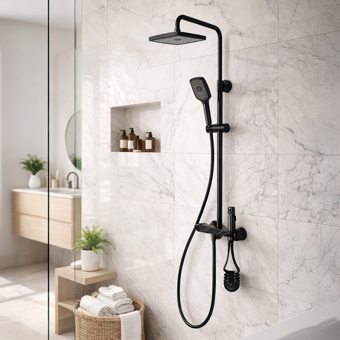    Penta Piano Duş Seti Siyah Bataryalı 