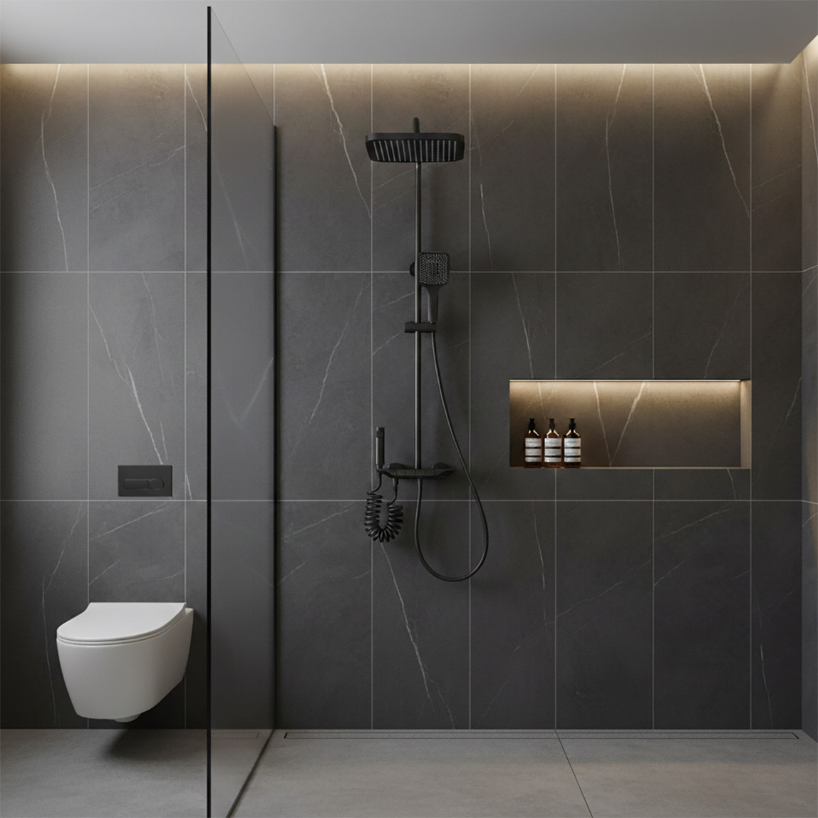    Penta Piano Duş Seti Gri Bataryalı 