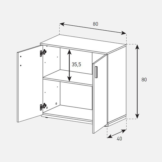Sonorous 2Kapaklı Çok Amaçlı Dolap Beyaz-Meşe