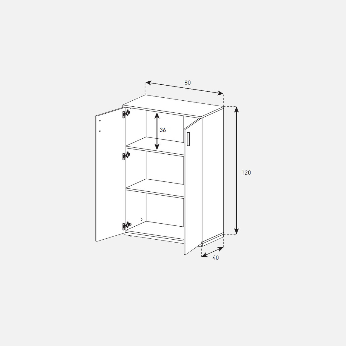   Sonorous 2 Kapaklı Çok Amaçlı Dolap Beyaz-Meşe 
