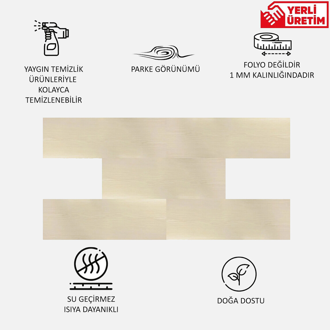    Tink PVC Yapışkanlı Yer Döşeme Beyaz 25x80cm   