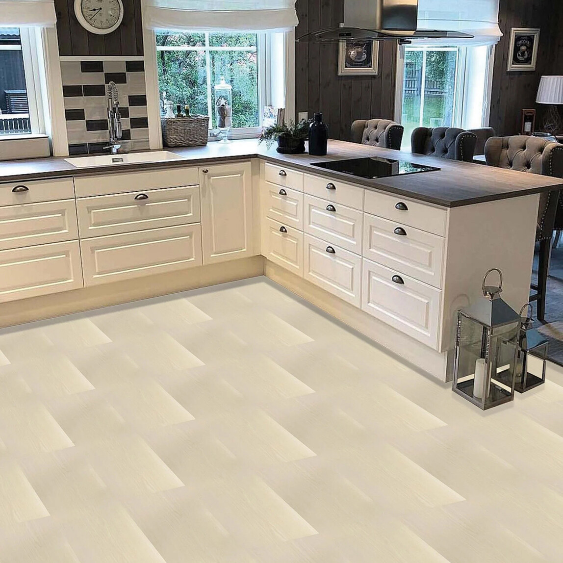    Tink PVC Yapışkanlı Yer Döşeme Beyaz 25x80cm   