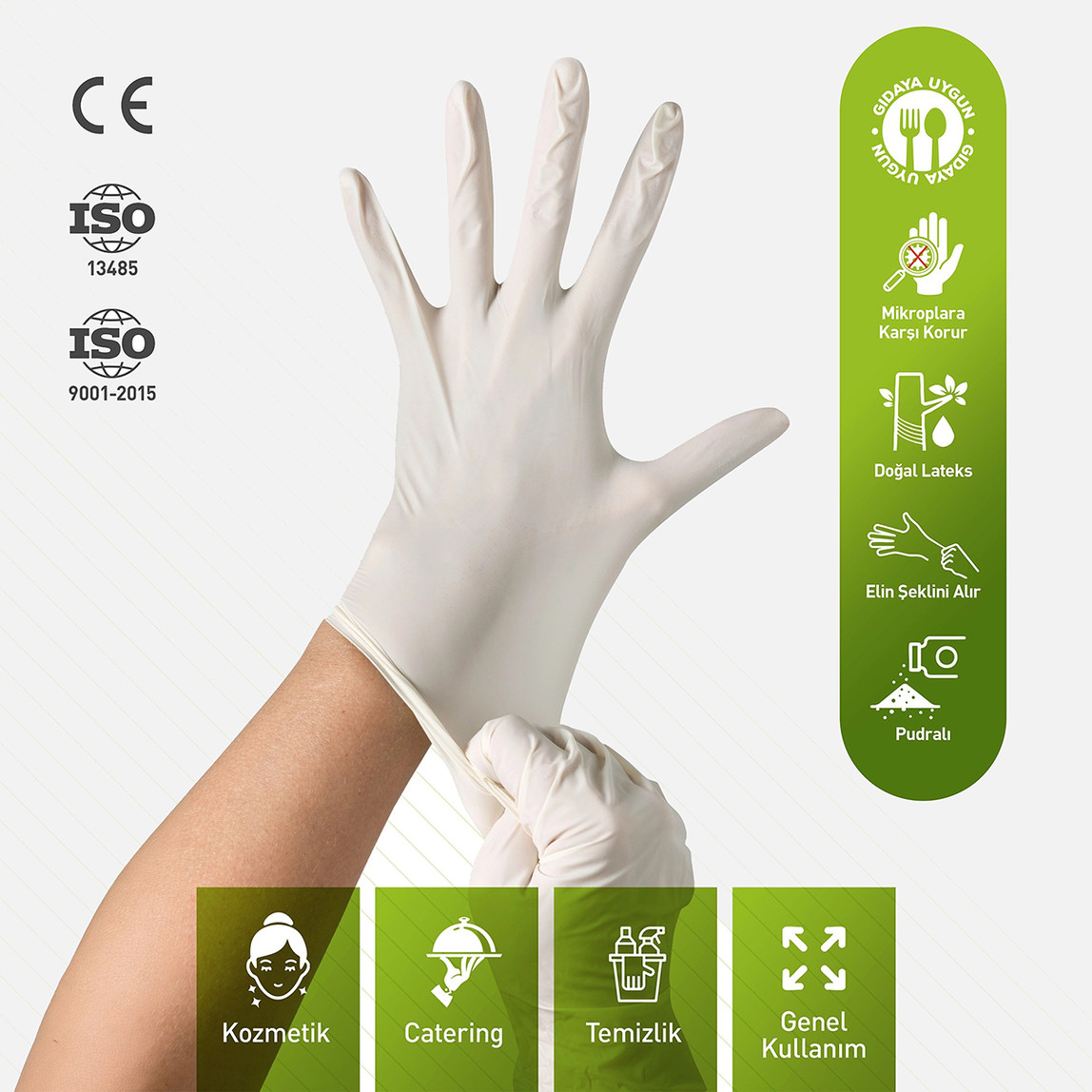    Dolphin Pudralı Lateks Eldiven Beyaz 100'lü S 