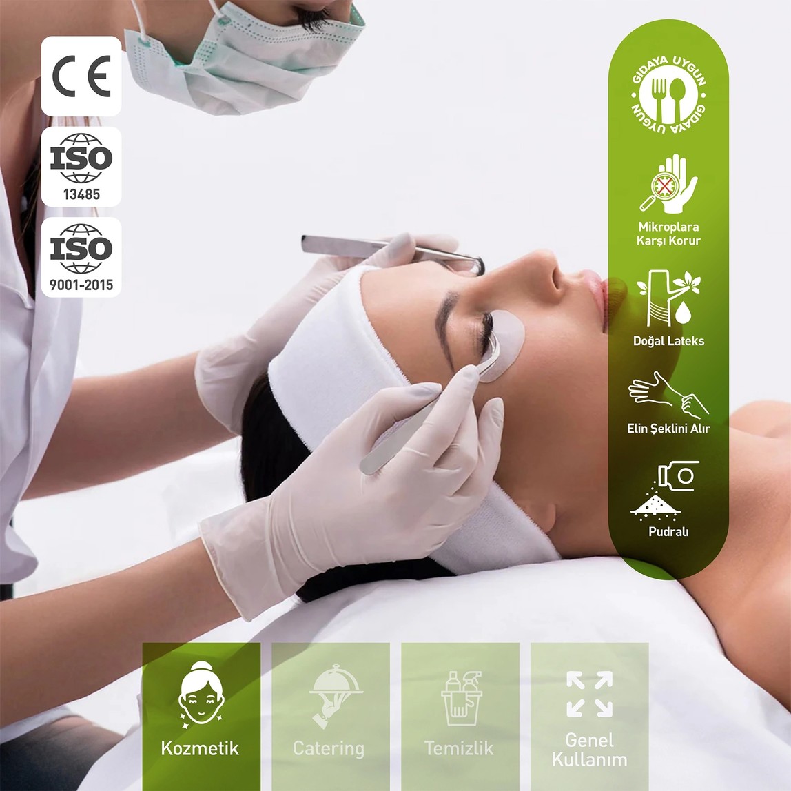    Dolphin Pudralı Lateks Eldiven Beyaz 100'lü S 