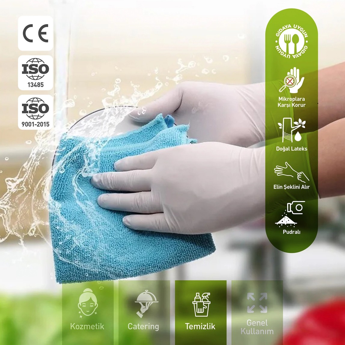    Dolphin Pudralı Lateks Eldiven Beyaz 100'lü M 