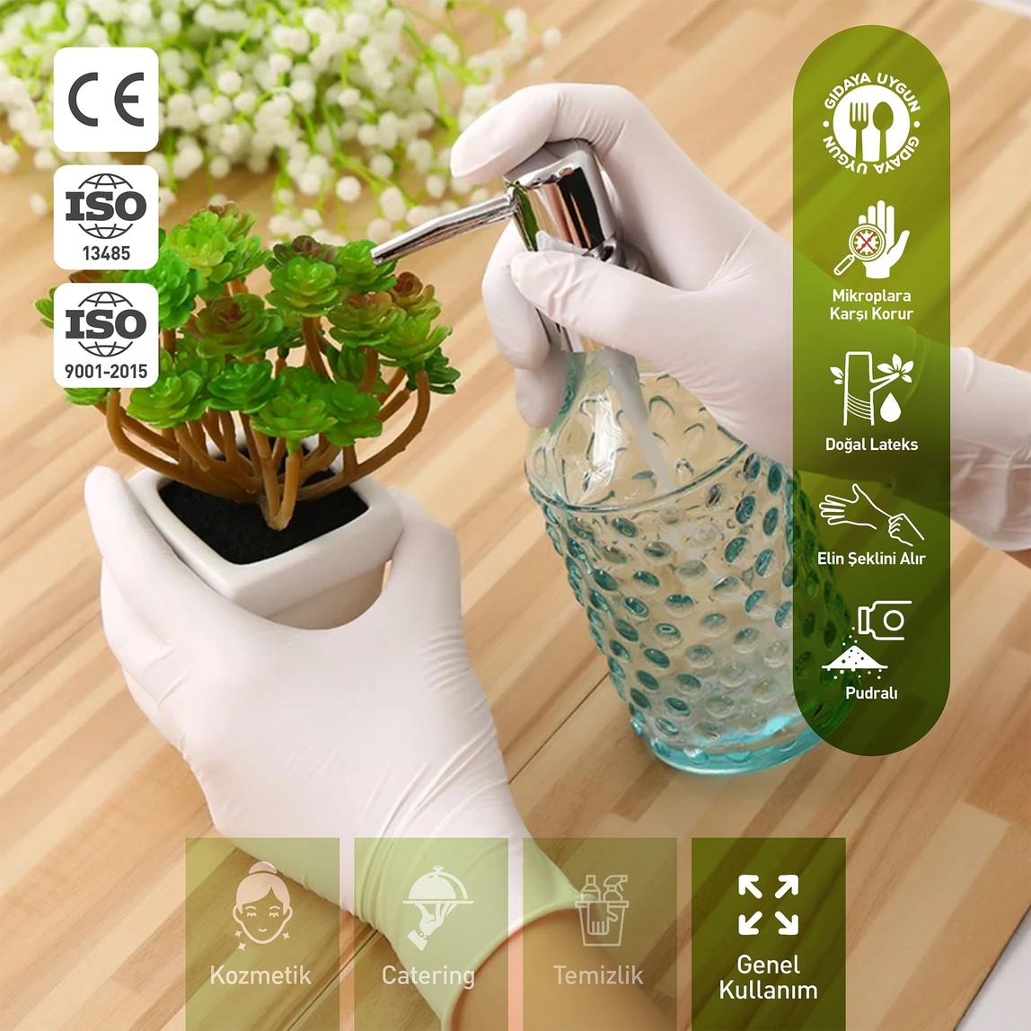    Dolphin Pudralı Lateks Eldiven Beyaz 100'lü M 