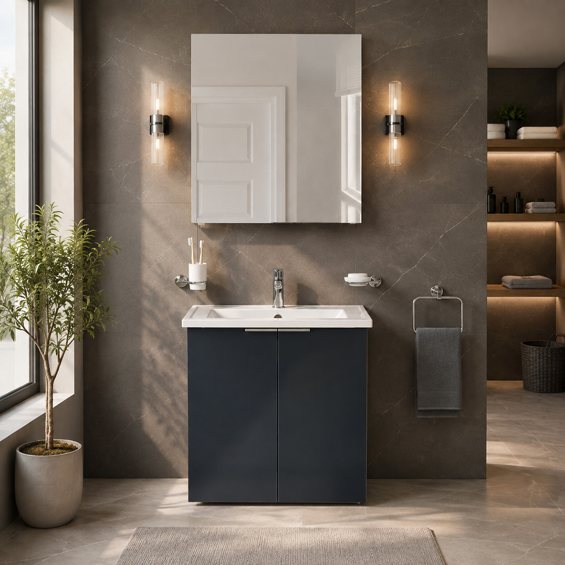    VitrA Nexa Square 60cm Banyo Dolabı Antrasit 