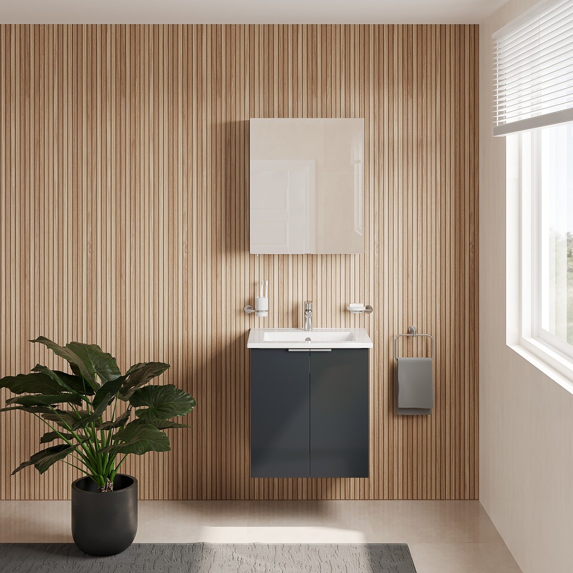    VitrA Nexa Square 80cm Banyo Dolabı Antrasit 